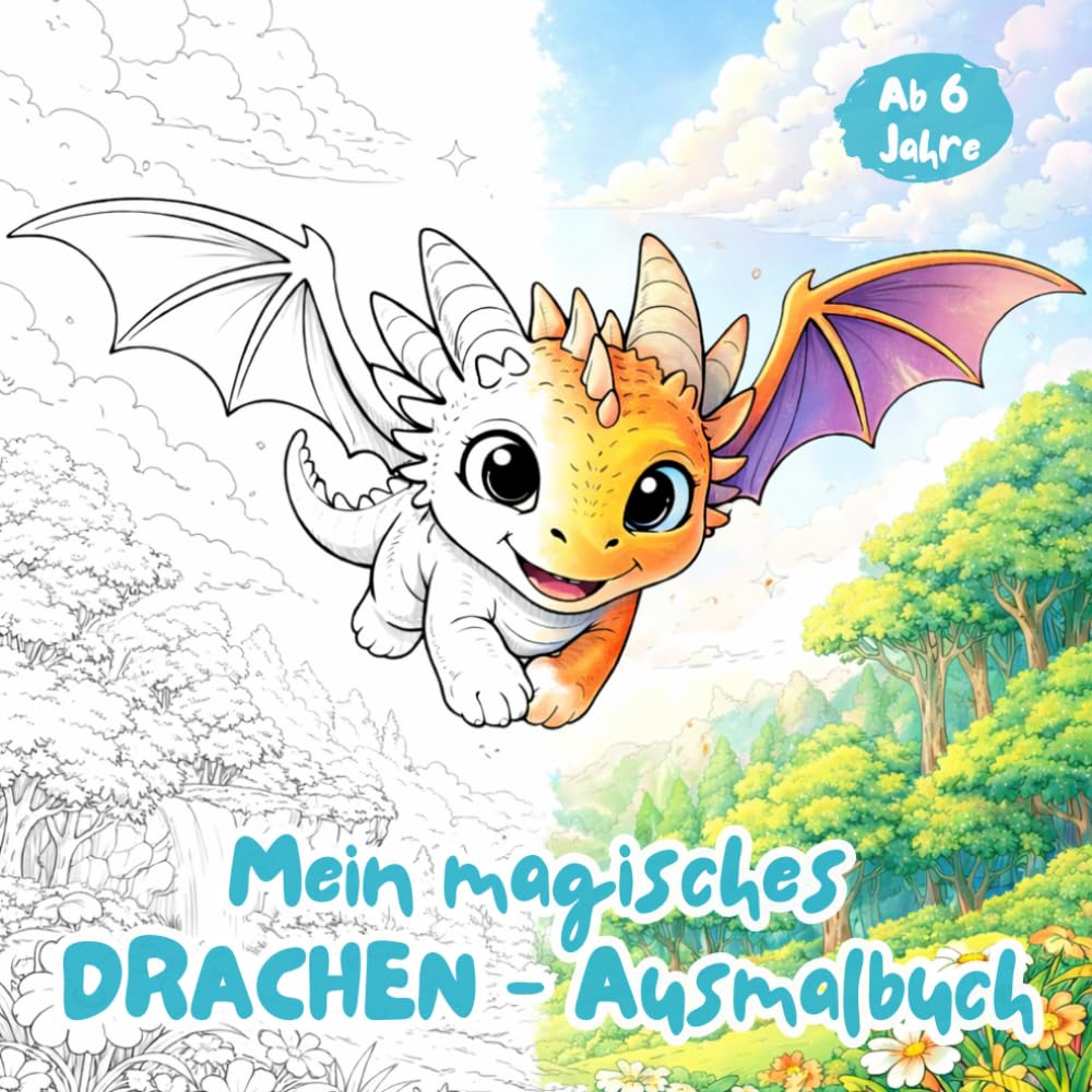 Mein magisches Drachen Ausmalbuch: Drachen Malbuch. 33 zauberhafte Drachenmotive – Ausmalbuch für Kinder ab 6 Jahren. Kreativität und Entspannung. Perfektes Geschenk. (Klitzekleine Fantasiewelt)