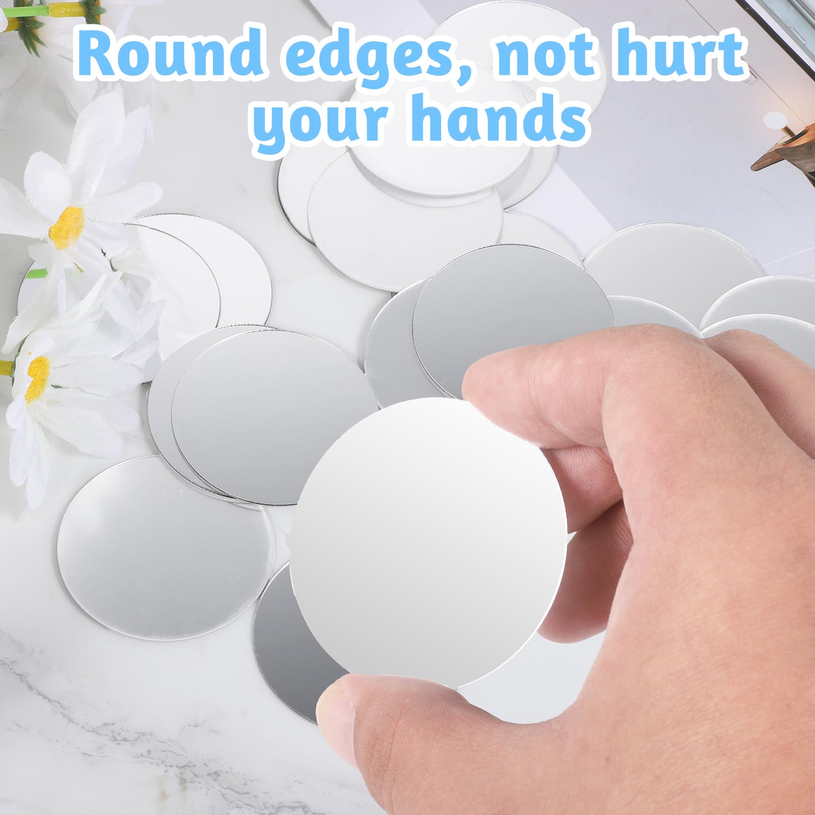 20Pcs Mini Size Acrylic Round Mirror, 2 Inch Adhesive Small Mirrors for Crafts, Acrylic Round Mirror Wall Stickers for Wall and Table Decor, DIY Home Projects, Decorations, Arts and Crafts Supplies