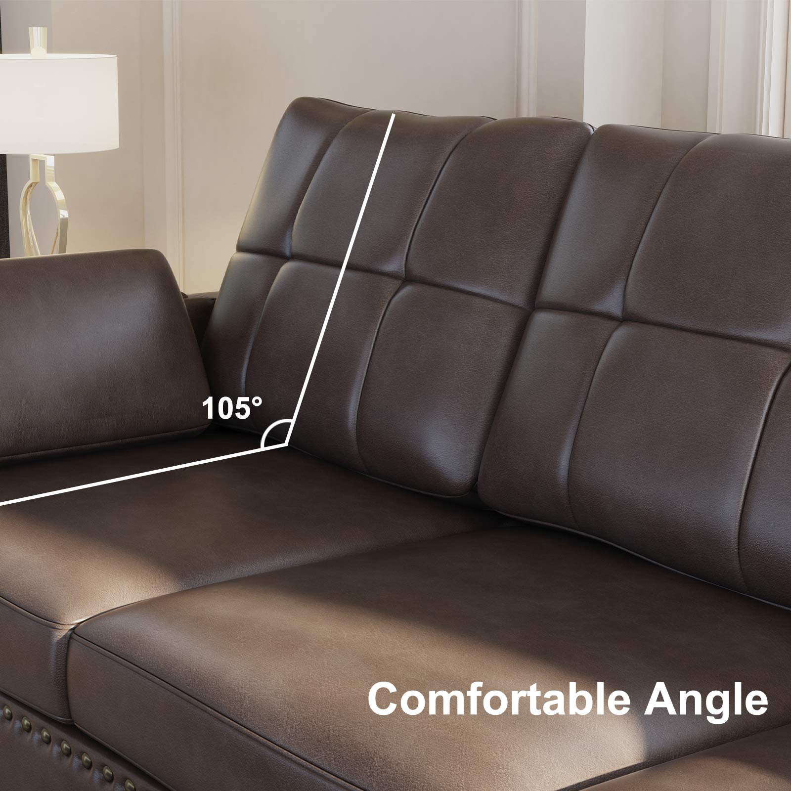 HONBAY Faux Leather Sectional Sofa Couch Set L Shaped Couch Sofa Set