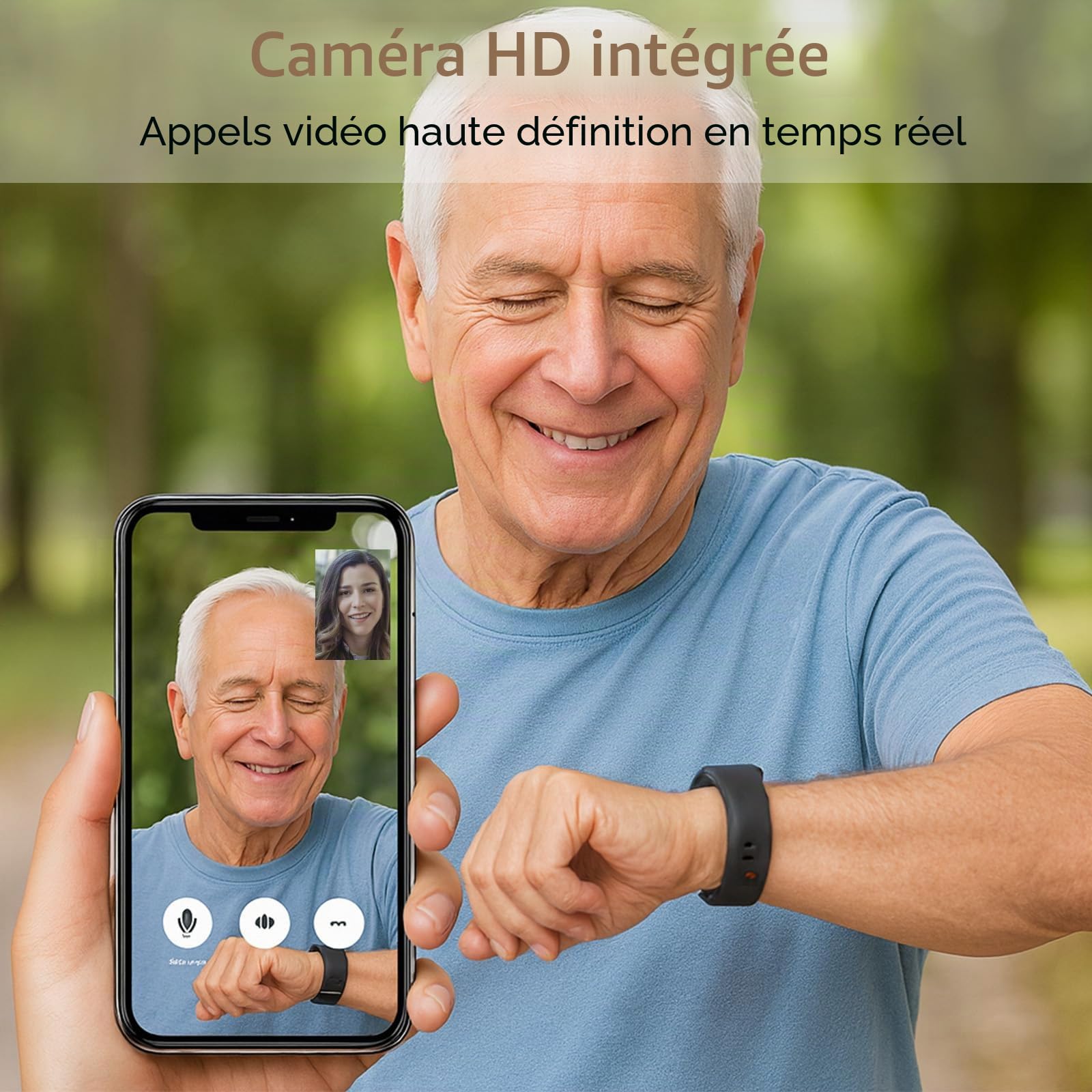 Montre Connectée Senior avec Détection de Chute, GPS, Alarme SOS, Appel Vidéo HD, Étanche IP67 – Traceur GPS pour Personnes Âgées Alzheimer et Démence,Rouge