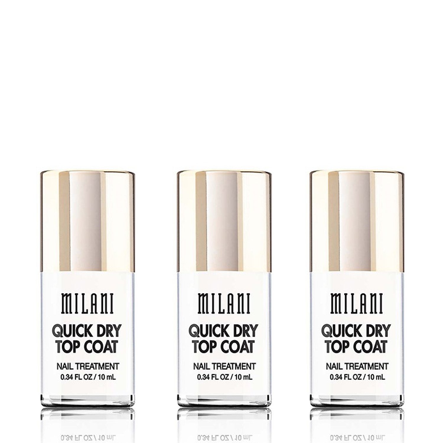 Milani Color Statement Nail Lacquer, Quick Dry Top Coat, 0.34 fl. oz. / 10 ml (3 pack)