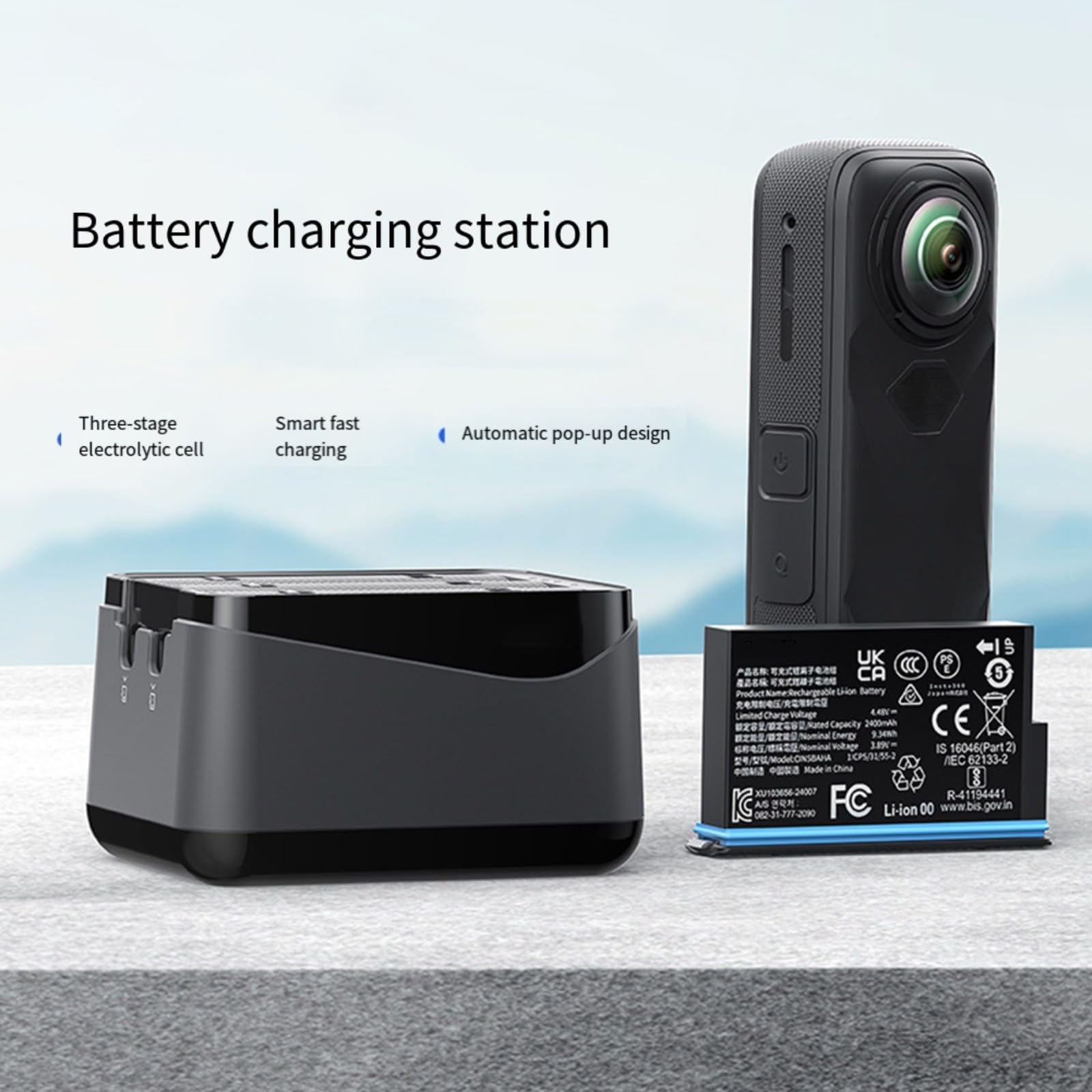 Per Insta360 X5 caricabatterie portatile 3 batterie di ricarica caricatore caricatore caricatore per fotocamera Box stazione di ricarica per Insta360 X5 nero