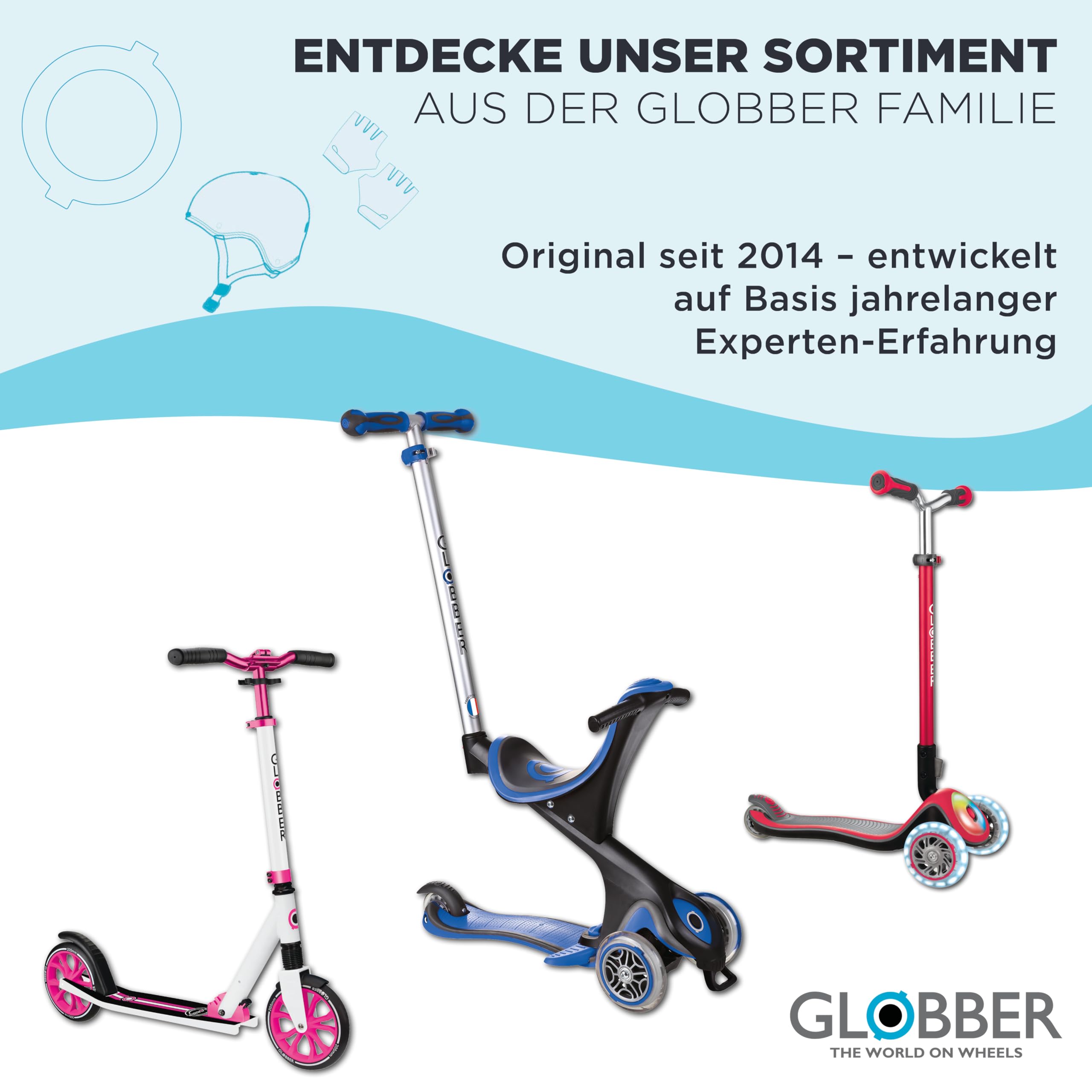 GLOBBER JUNIOR Foldable Lights ECO - Tretroller, 120/80 mm, ABEC 9, 3-rädrig, LED-Leuchtrollen