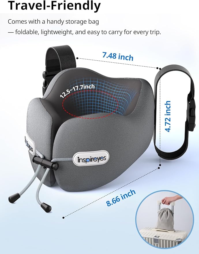 Almohada de viaje con soporte cervical y antifaz 3D miniatura 4