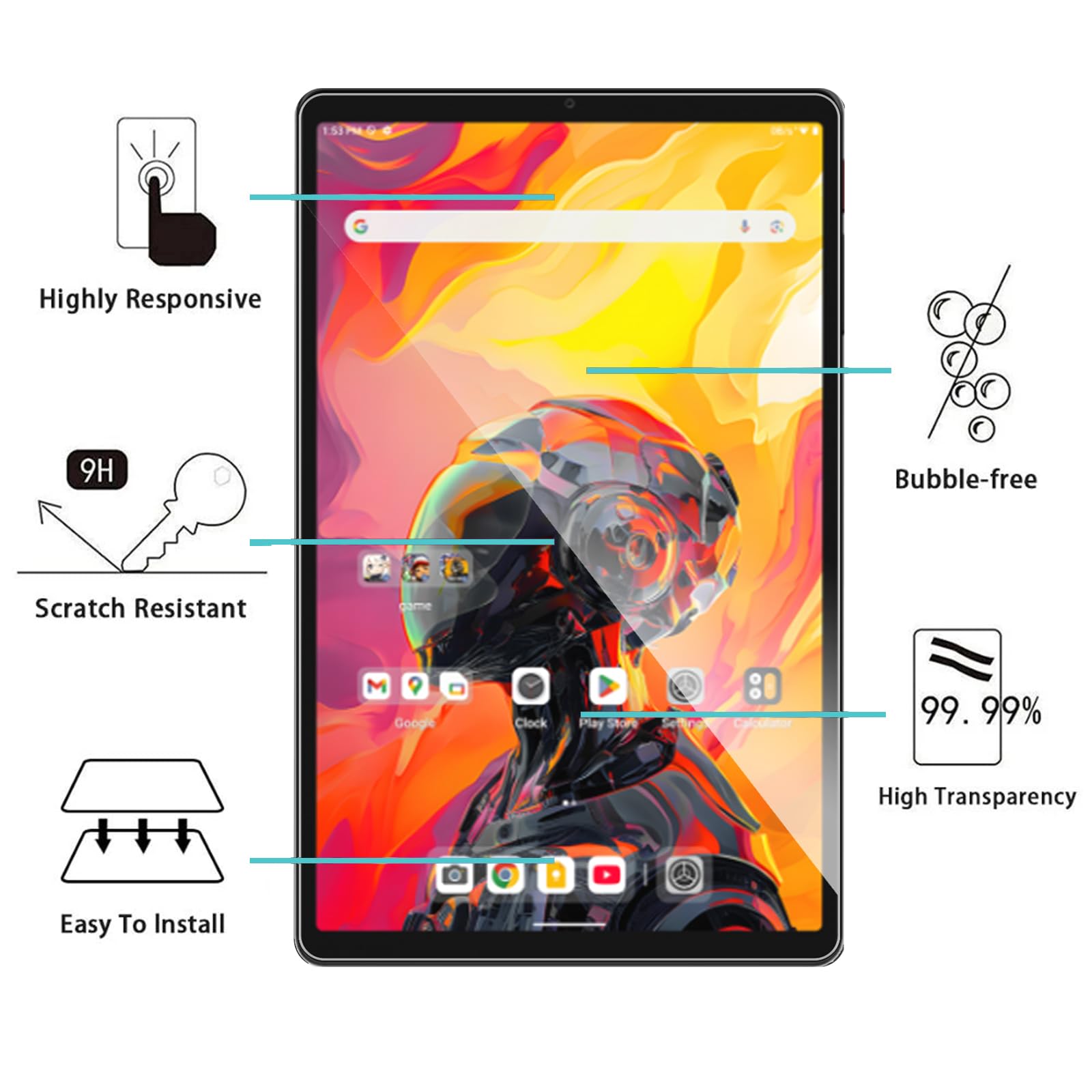 Protector De Pantalla De Cristal Templado Para ALLDOCUBE IPlay 70 Mini Ultra (8.8 Pulgadas) - 2 Unidades, HD, Dureza 9H, Antiarrañazos Y Antihuellas