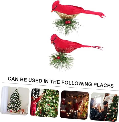 Miniatura 2 de Abaodam 4 piezas de Navidad rojo cardenal pájaro decoraciones de Navidad adornos de árbol de Navidad decoraciones de Navidad con clip en