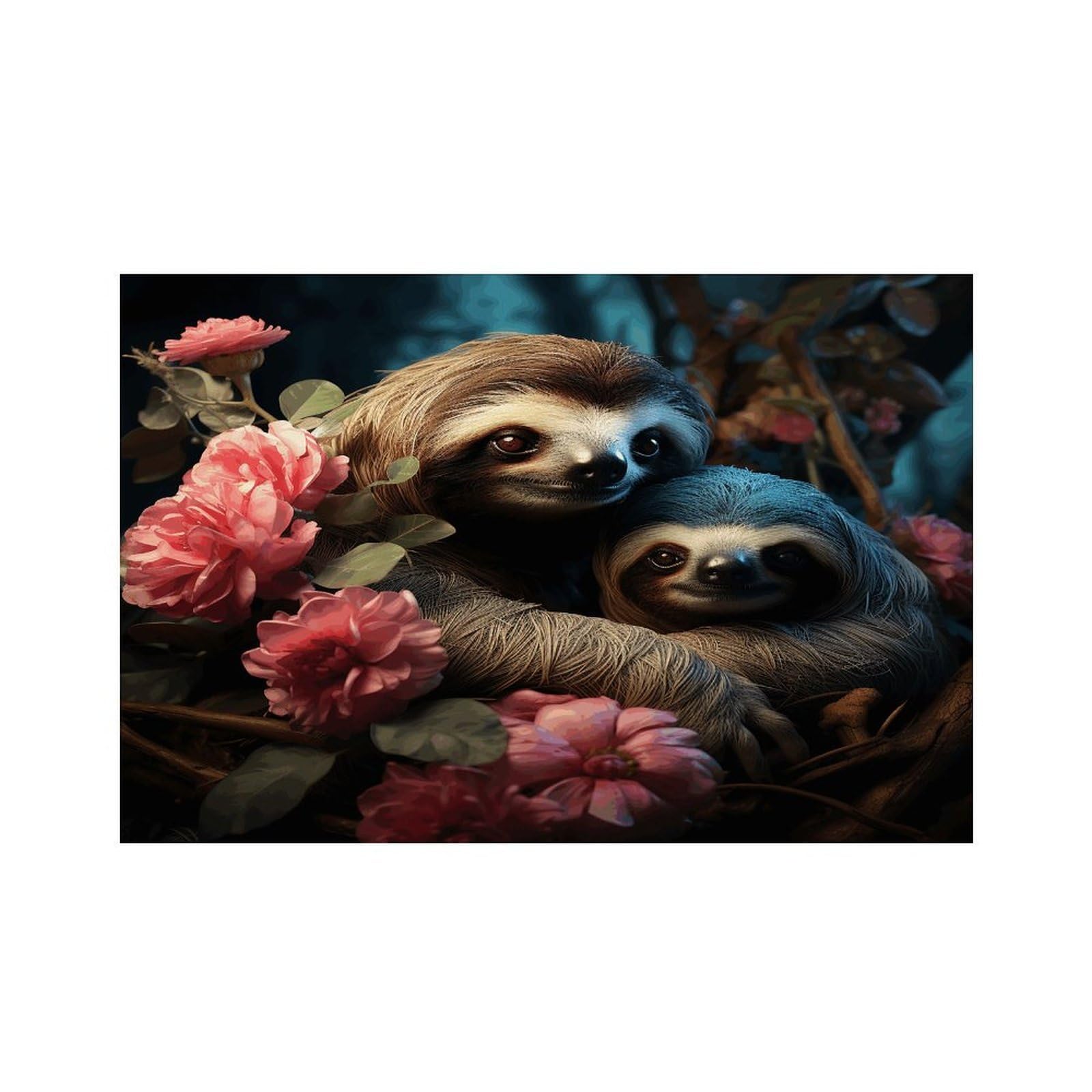 A Sloth and A Baby Sloth Placemats Non-Slip Heat Resistant Table Mats Flax Washable Cloth Place Mats Easy to Clean Premium Placemat for Kitchen Dining Table Decor Party Outdoor