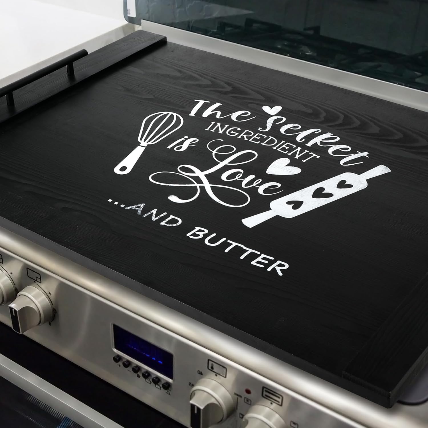 Spiareal Noodle Board Stove Wooden Cover with Handles 29.5 x 22 inches Stove Top Cutting Board Laminate Farmhouse Electric Stove Gas Cover Handmade for Kitchen Counter (Black) Spiareal Noodle Board Stove Wooden Cover with Handles 29.5 x 22 inches Stove Top Cutting Board Laminate Farmhouse Electric Stove Gas Cover Handmade for Kitchen Counter (Black)