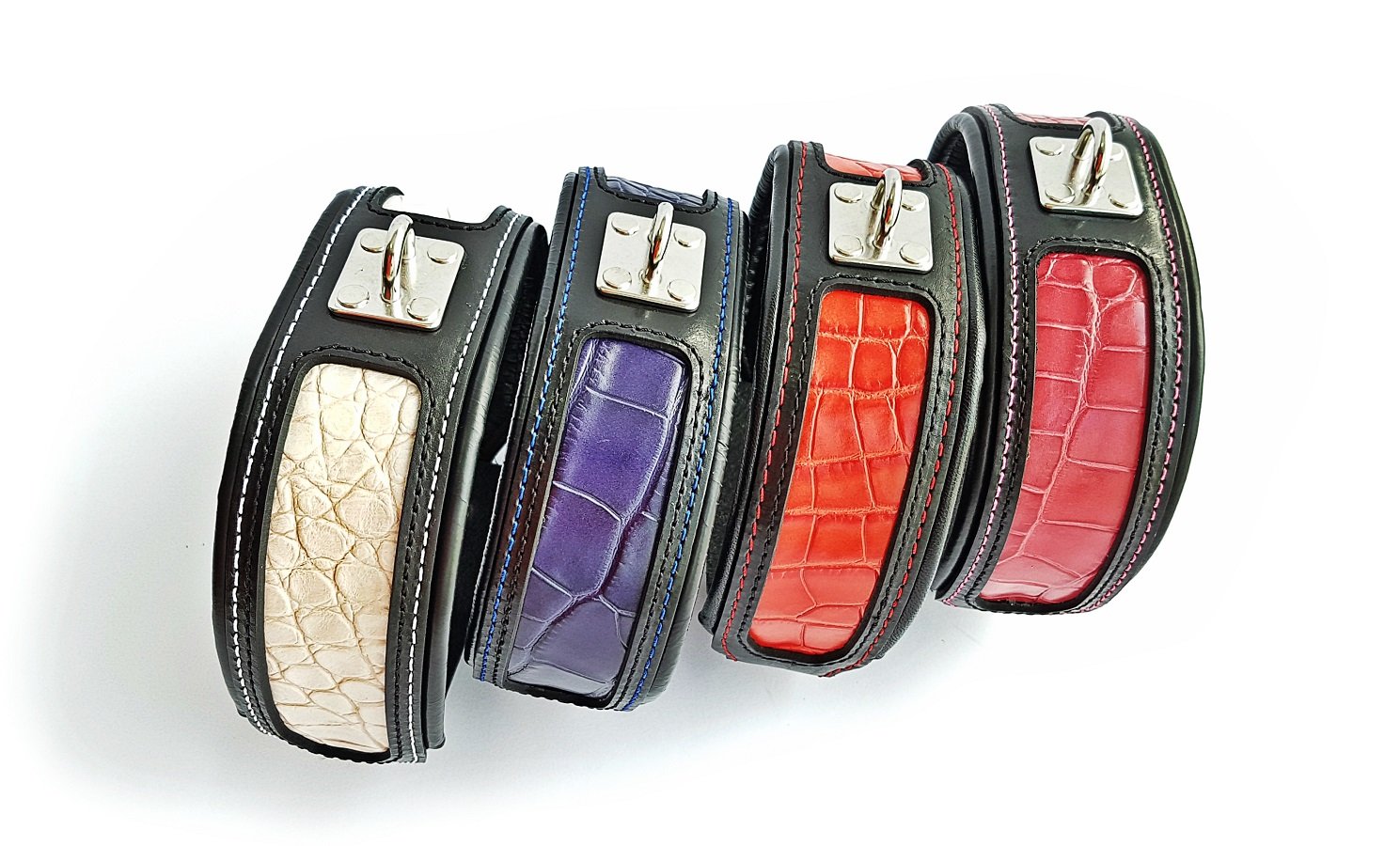 Bestia® Echtleder Reptilien Hundehalsband. 6,3 cm breit. Weich unterlegt. Lederdekoration mit Reptilien Muster. Super widerstandsfähig. M bis XXL. Top Qualität aus Europa!