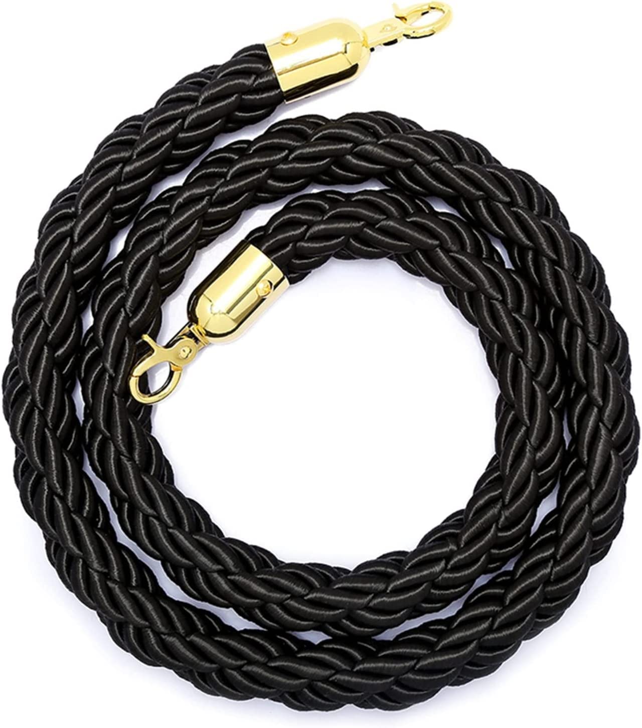 GAOAZHEN Stanchion Rope, Hanging rope barrier column line hemp braided rope gold hook column rope, twisted hemp rope queue line barrier(1 Pack,2.5m/8.2ft)
