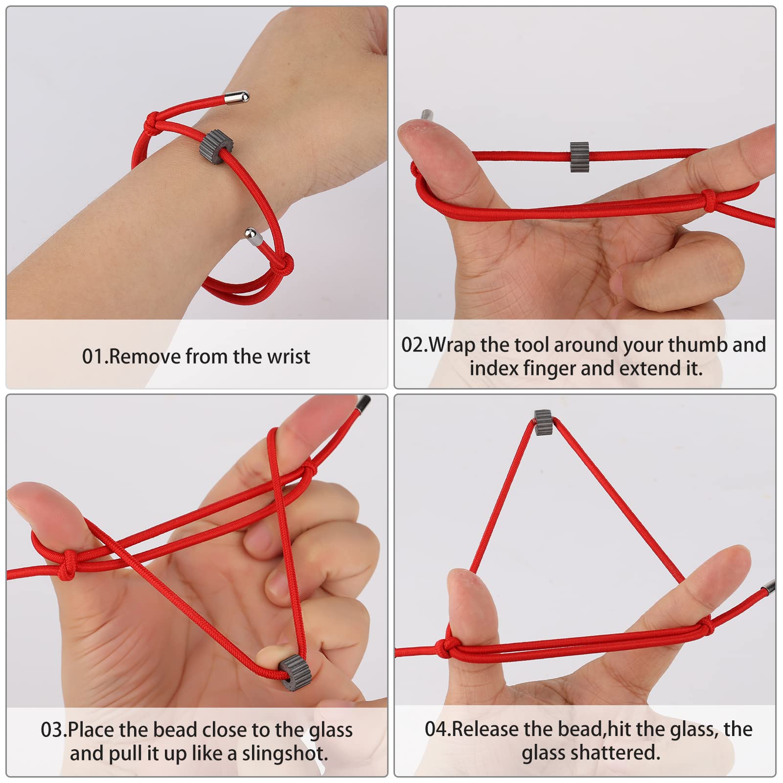 Bracelet Brise-vitre De Voiture - 2 Pièces Avec Perle En Carbure De Tungstène - Élastique Ajustable - Sécurité Véhicule