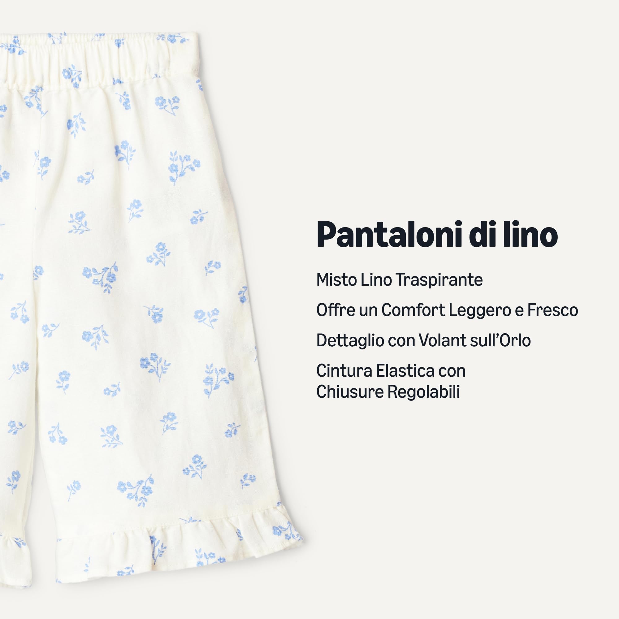 Amazon Essentials x Sofia Grainge Pantaloni Pull-On a Gamba Larga in Cotone e Lino, con Volant Unisex - Bimbi 0-24