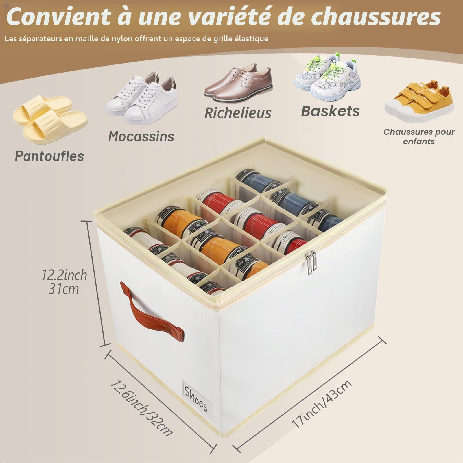 Patinao Organiseur de Chaussures Empilable 24 Compartiments Peu Encombrant pour Armoire à Chaussures