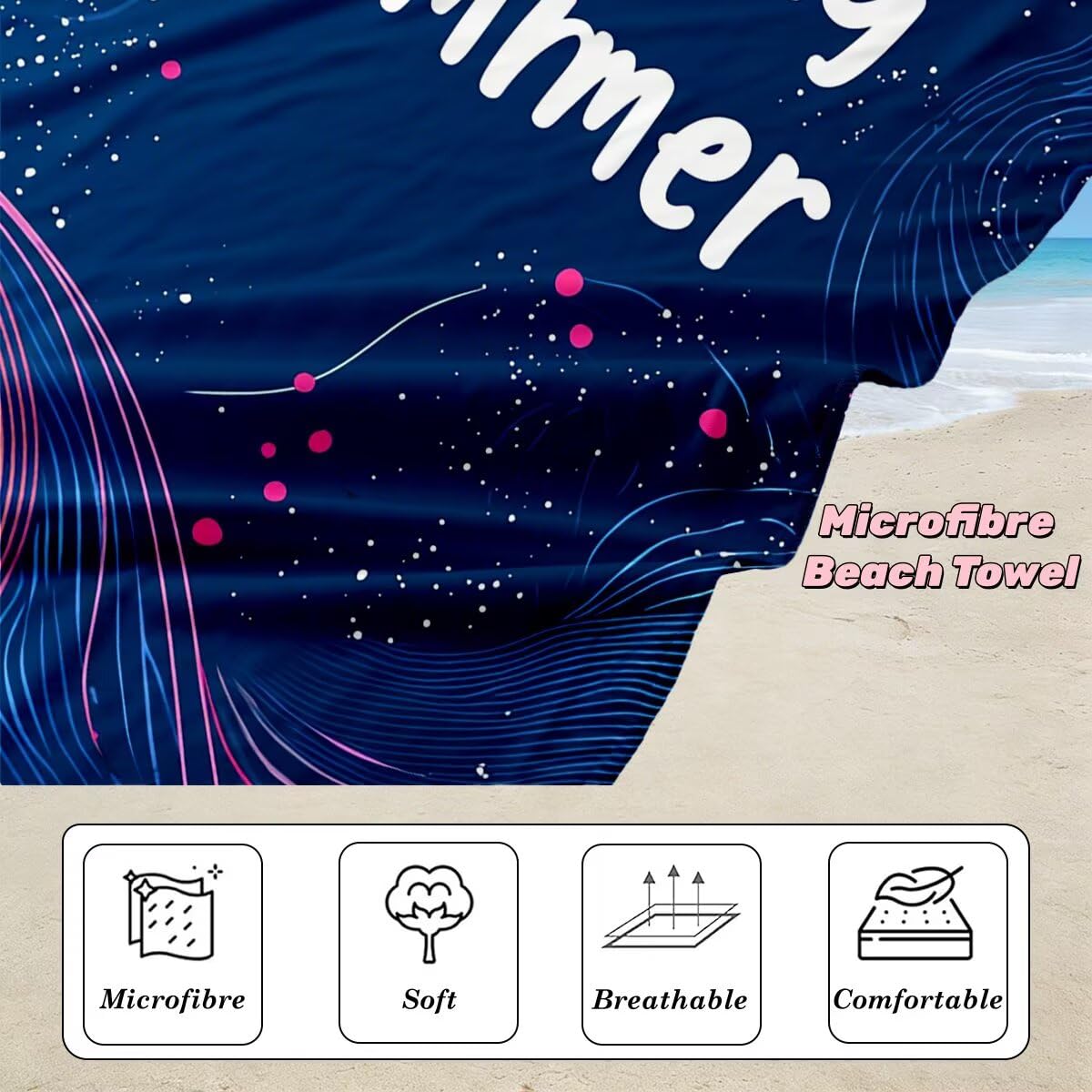 Toalla Playa 80x160 cm, Toalla Gimnasio Microfibra Secado Rapido, Juego de 2 Antiarena Toallas de Playa, Ligera Compacta Toallas Microfibra Grande para Viaje, Regalo Hombre Regalo Mujer (Moda) -4905