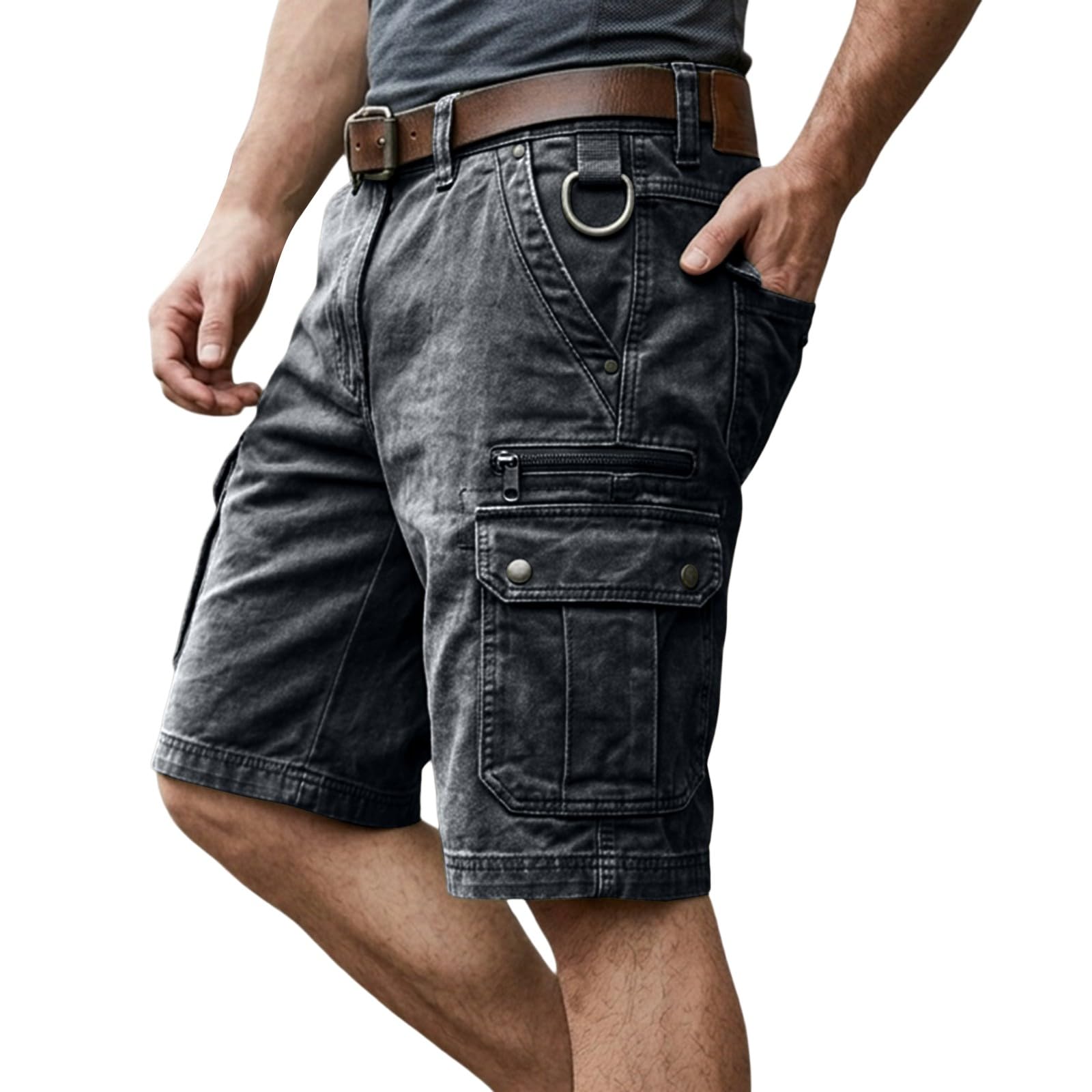 Pantaloncini cargo da uomo, lunghezza al ginocchio, da lavoro, leggeri, per attività all'aria aperta