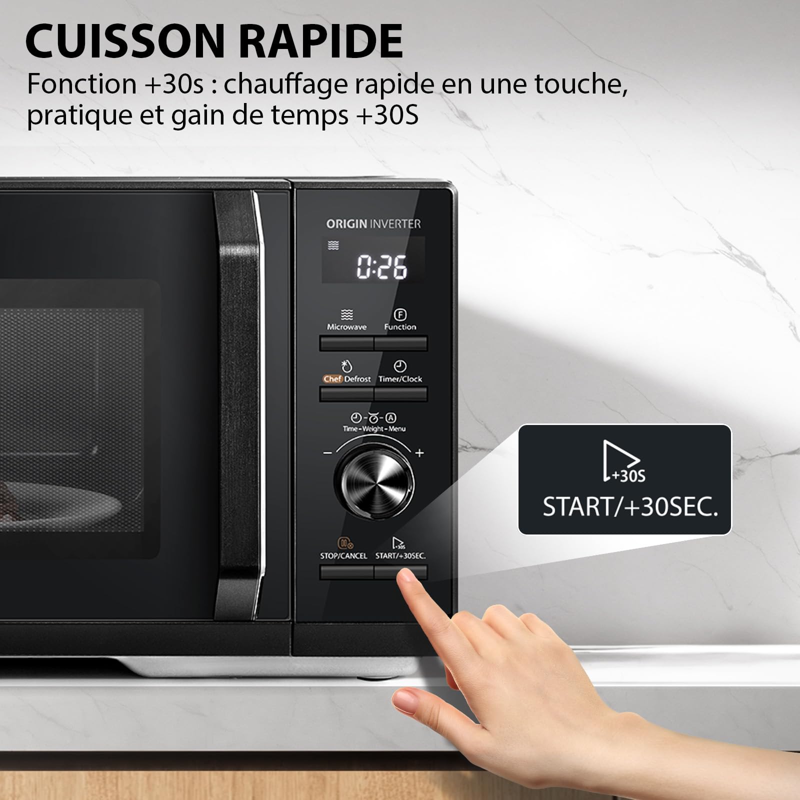 Toshiba Inverter Origin, MW3-AG25PFI(BK), Four Micro-ondes Combiné avec Gril 25L 900W, 3-en-1, 7 Menus Automatiques, Cussion Rapide, Grande Capacité, Décongélation Chef