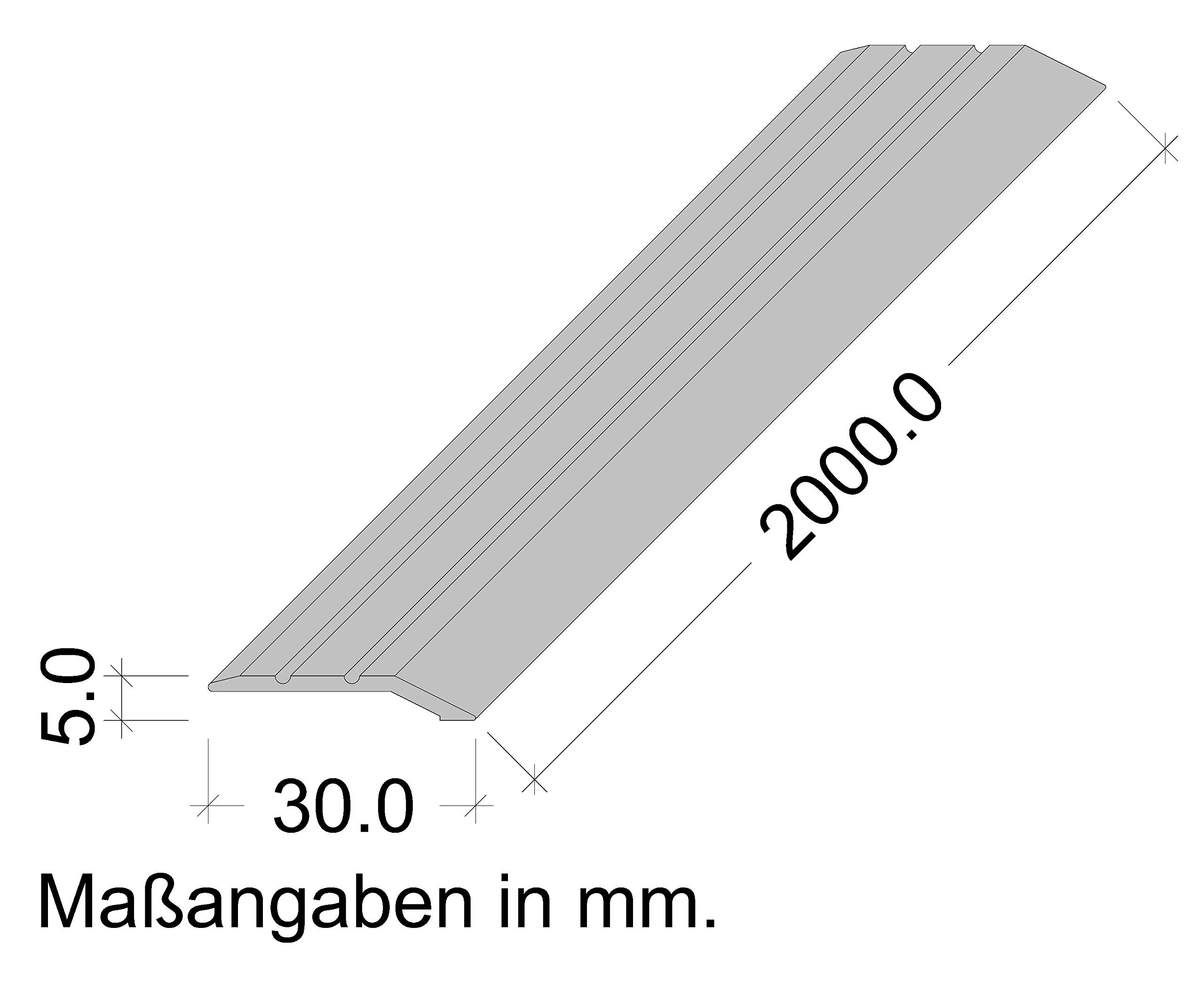 Gedotec Barra de transición compensación de altura plata autoadhesiva | 1 pieza perfil aluminio 2000 mm | junta de dilatación 2-5 mm | barra sin taladrar, 200 cm (2 m)