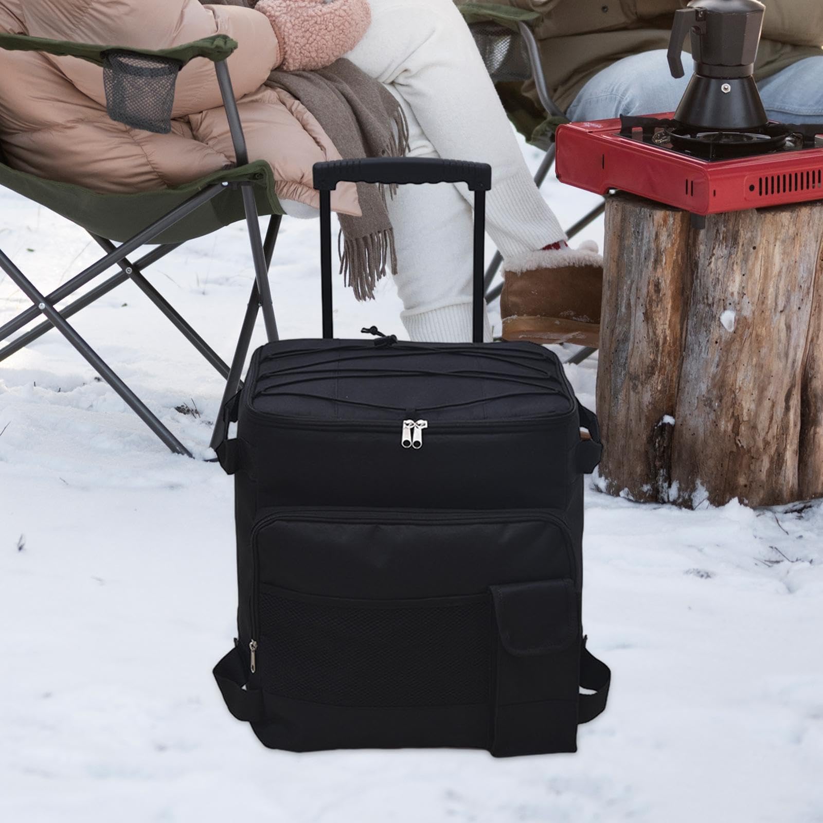 Homyl Rolling Tasche auf Rädern Kühlbox Isoliertasche Faltbar Leicht mit Ziehgriff Und Separatem Aufbewahrungsfach für Strand Wandern Outdoor Familie