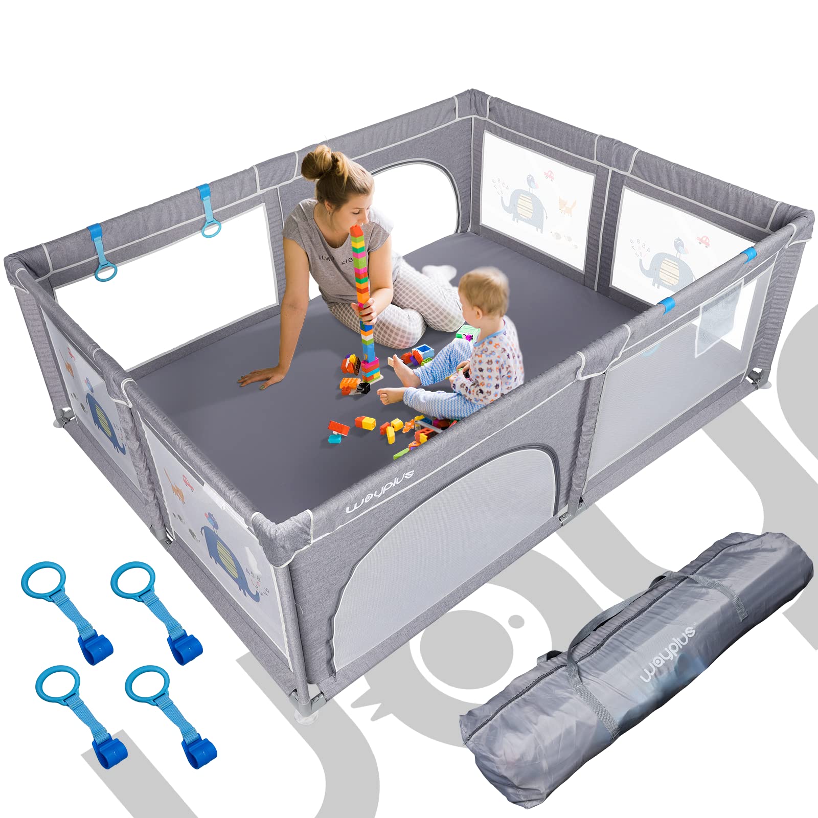 WAYPLUS Baby Playpen, Extra Large Kids Playard, Safety Gates