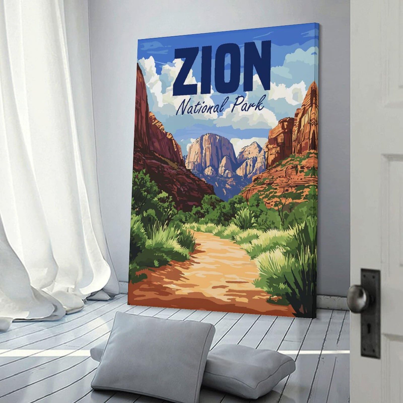 Junmoney Zion National Park Travel Wall Art Print, 08x12inch(20x30cm), for Front Hall, Corridor Or Welcome Spaces, Wall Decor to Refresh Empty Corners