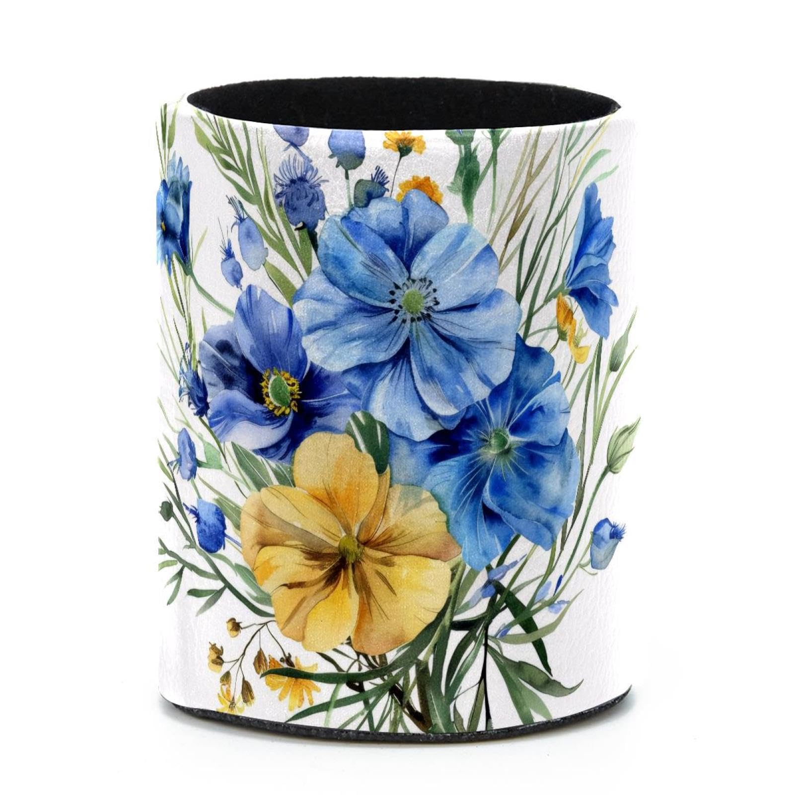 VAPOKF Round Pencil Holders for Desk, Wildflowers Pen Holders Pen Pot Makeup Brushes Storage Desktop Stationery Supplies Organiser for Home Office