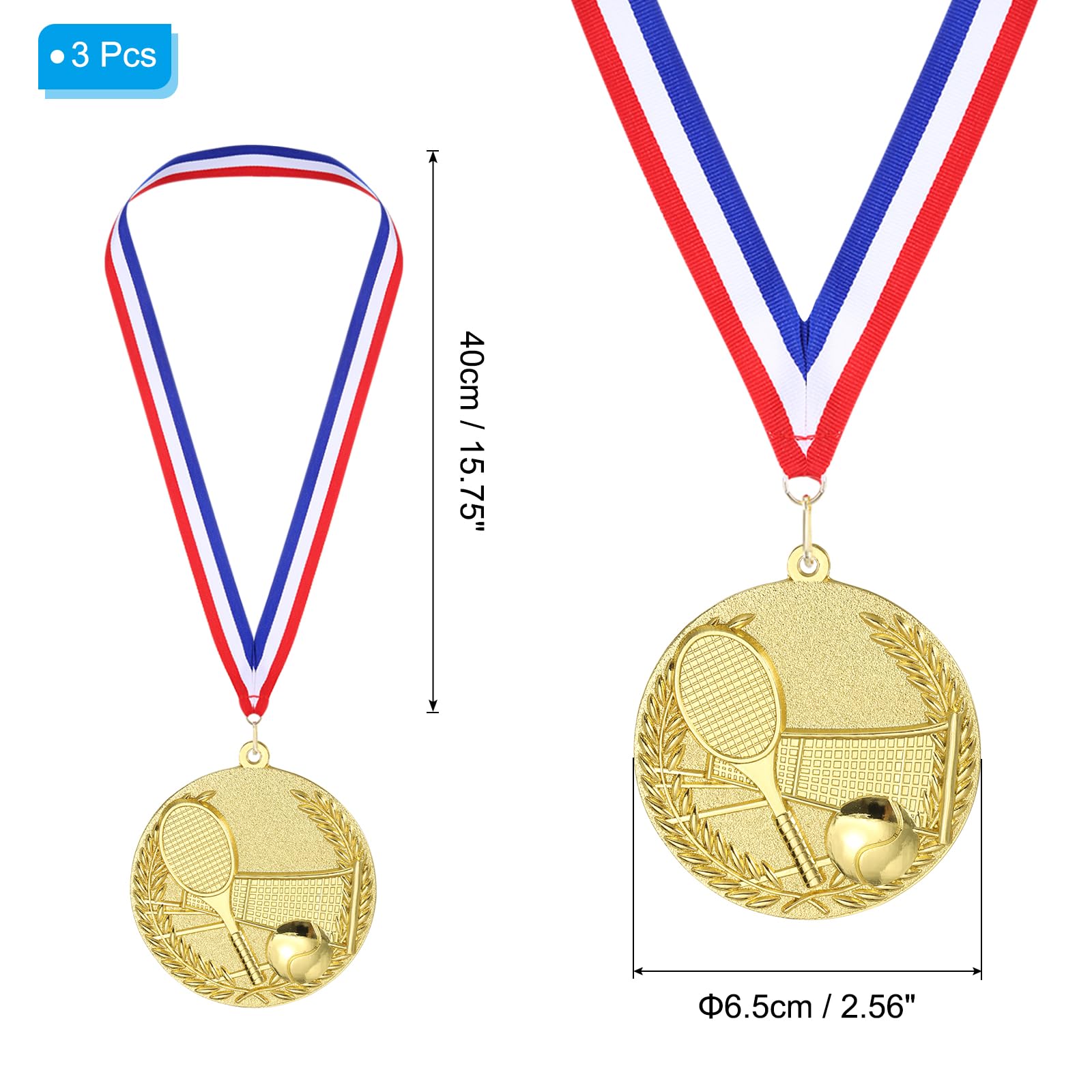 PATIKIL Medalla de Metal, Medalla de Premio, con Cinta, para Juegos y Competencias Deportivas