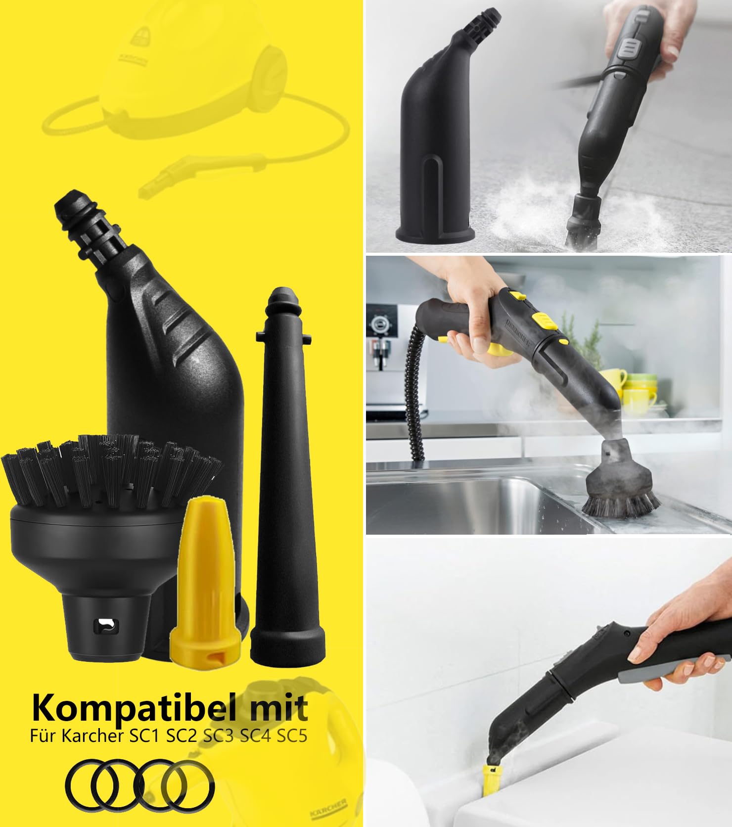 13 pezzi per pulitore a vapore Kärcher sc1 sc2 sc3 sc4 sc5 accessori,compatibile accessori Kärcher SC5 SC3 SC1 SC4 SC2 ugello allungato, ugello curvo, spazzola rotonda, spazzola in ottone