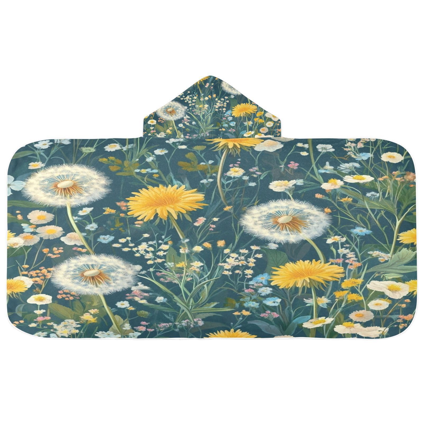 Kigai Wildflowers Hooded Beach Towel for Kids Soft Absorbent Quick Dry Bath Towel with Hood Lightweight Toddler Shower Pool Bath Wrap for Boys Girls