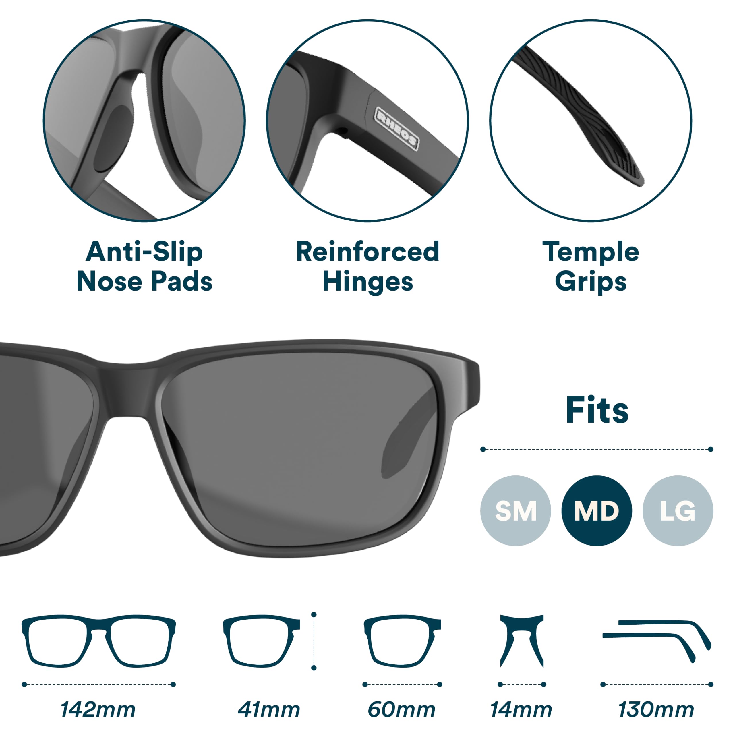 Rheos Edgewater - Lentes de sol polarizados flotantes | Protección UV 100% | Navegación y pesca | Deportes acuáticos | Antideslumbrantes