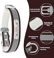 Vista 2 de Collar de perro de cuero reflectante personalizado con forro cálido, collar de perro personalizado con placa de nombre grabada para perros y gatos