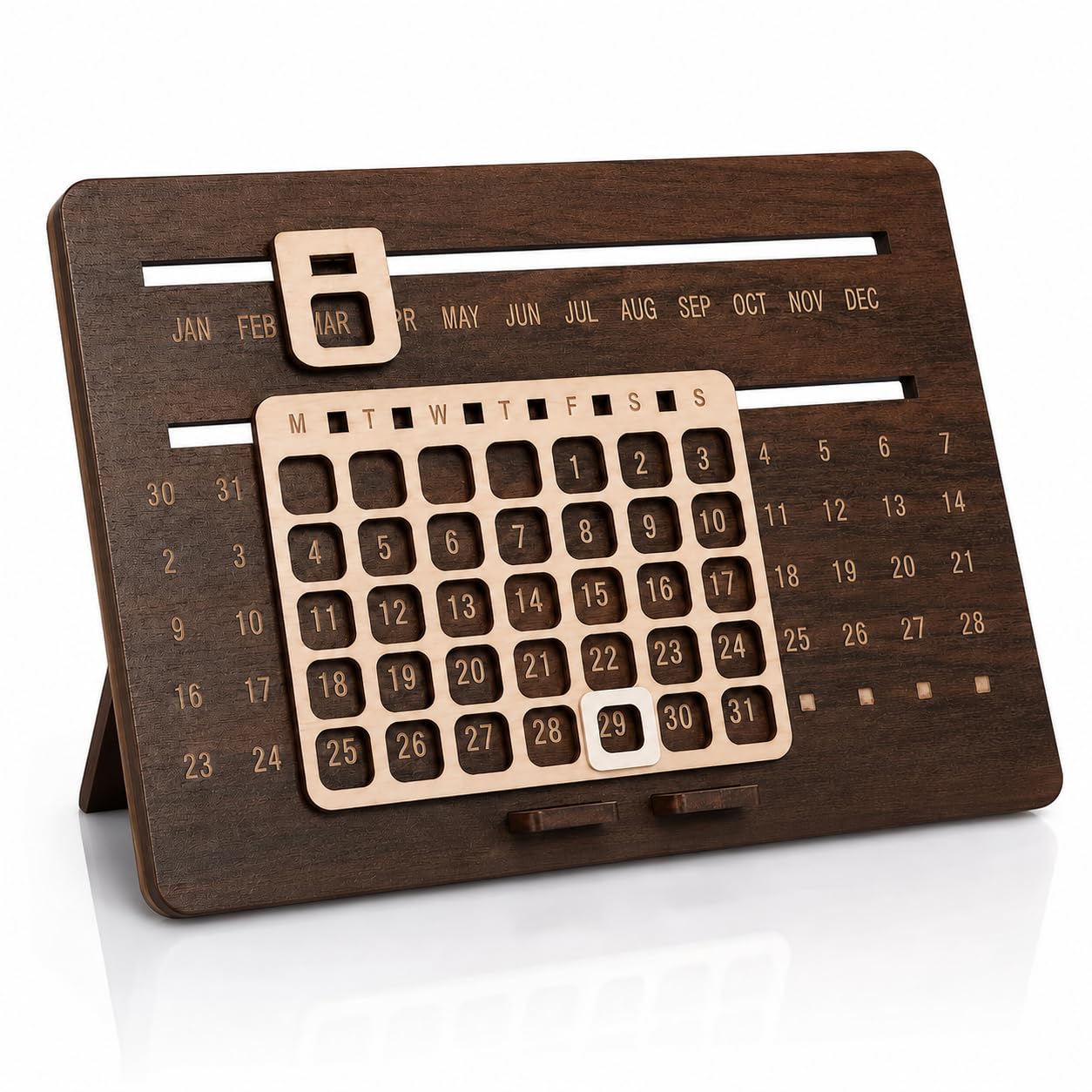 Wooden Perpetual Calendar for Desk Decor | Reusable Lifetime Wooden Calendar with Adjustable Month & Date | Premium Office Table Decor Gift for Home, Office, Study Room & Workspace-image-23