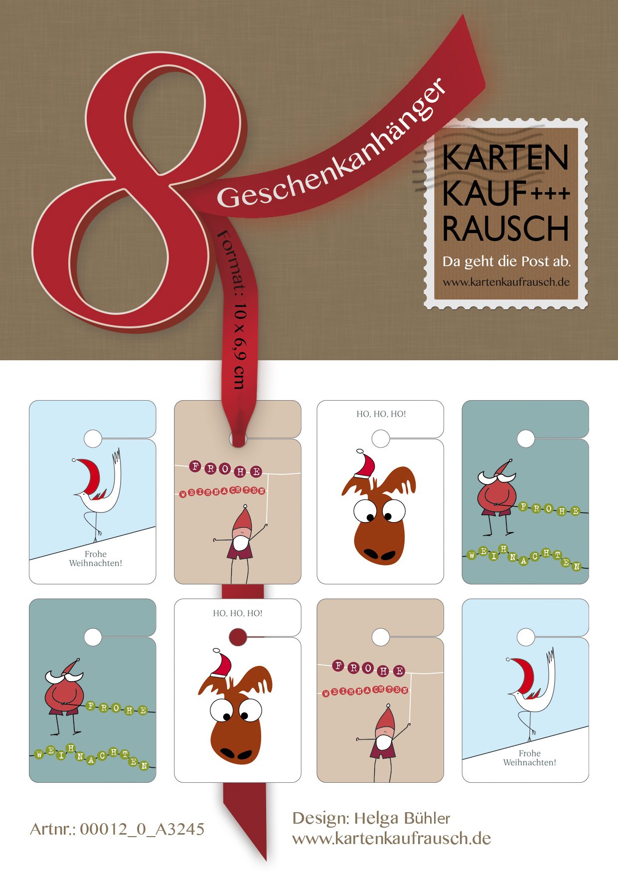Weihnachts 64 Stück Geschenkanhänger | Papier Anhänger | Geschenkkarten zu Weihnachten mit fröhlichen Weihnachts Motiven: Frohe Weihnachten | Ho, Ho, Ho!