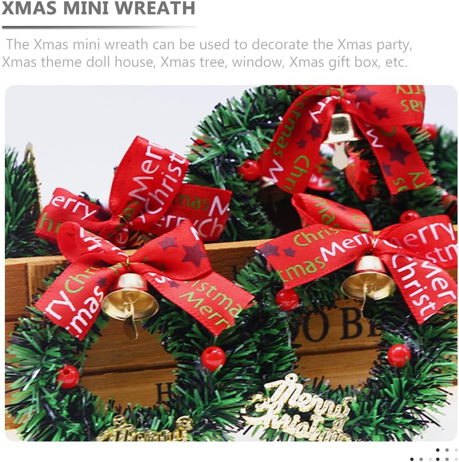 LUOZZY 30pcs Mini Christmas Wreaths Dollhouse Miniature Xmas Wreaths with Berry Bell Merry Christmas Ornaments for Dollhouse Christmas Tree Decoration, 2.3inch - Image 4