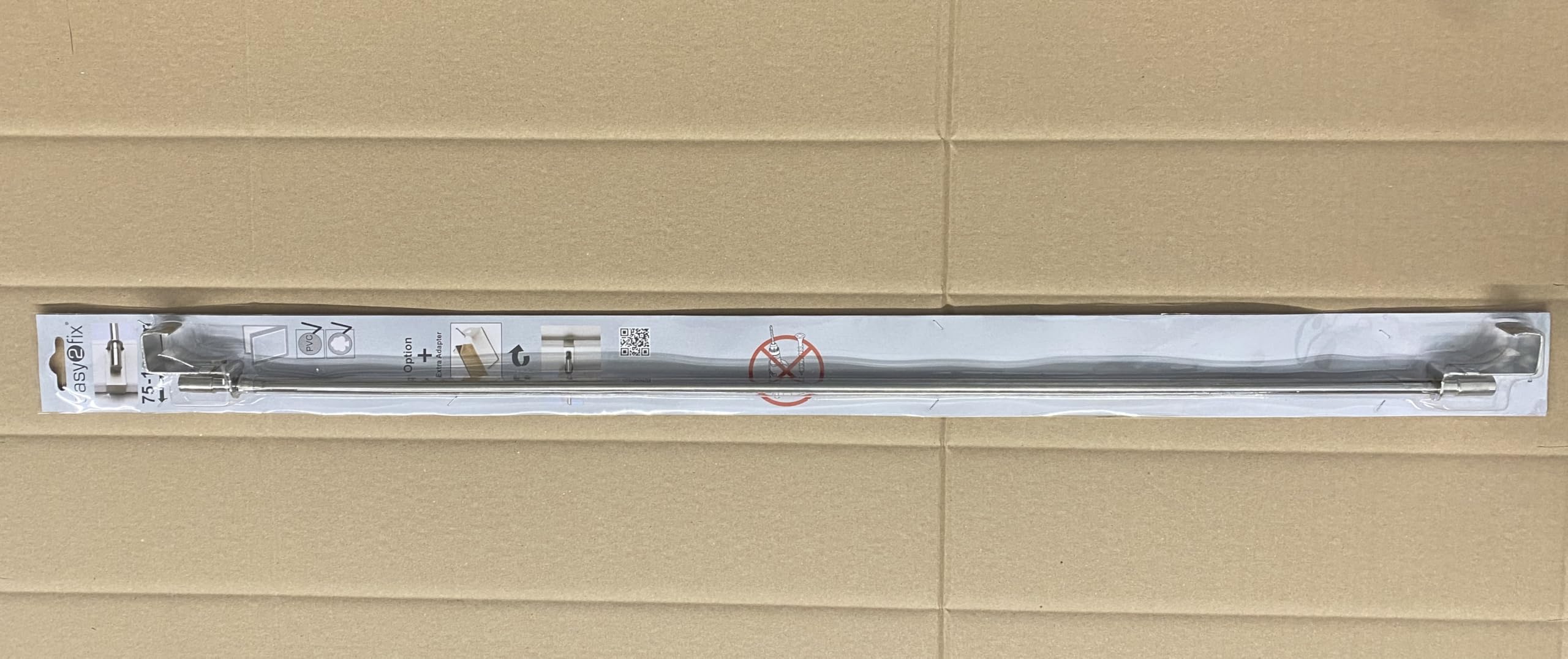 Klemmstange Easy Fix 2 Größen 2 Farben ausziehbar ohne Bohren Vitrage zum Klemmen Klemmstange 75-125cm Edelstahl-Optik