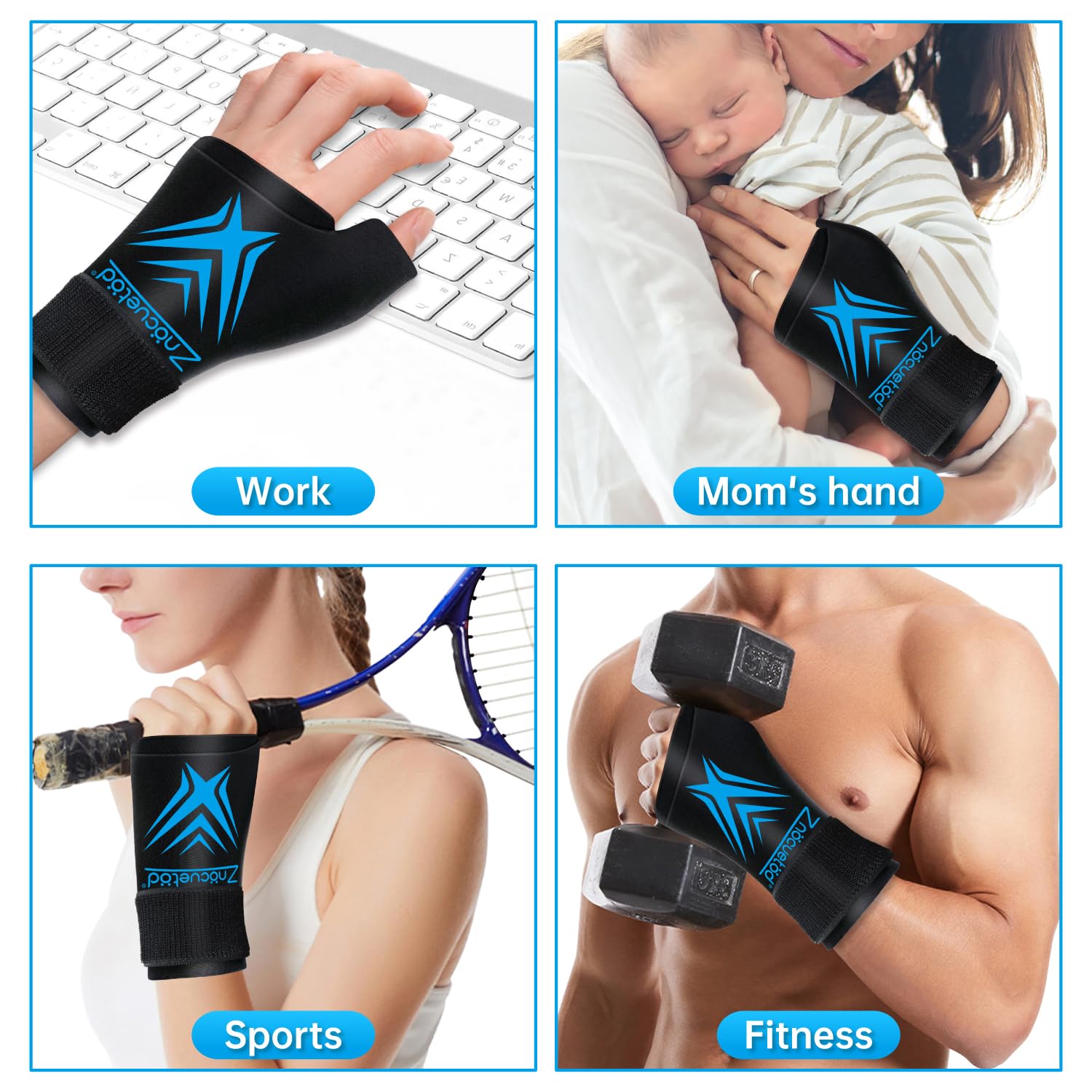 Bolsa de hielo para muñeca para aliviar el dolor, muñequera reutilizable, bolsa de hielo de gel frío para lesiones, compresa caliente y fría, bolsa de hielo para el pulgar de la mano para túnel