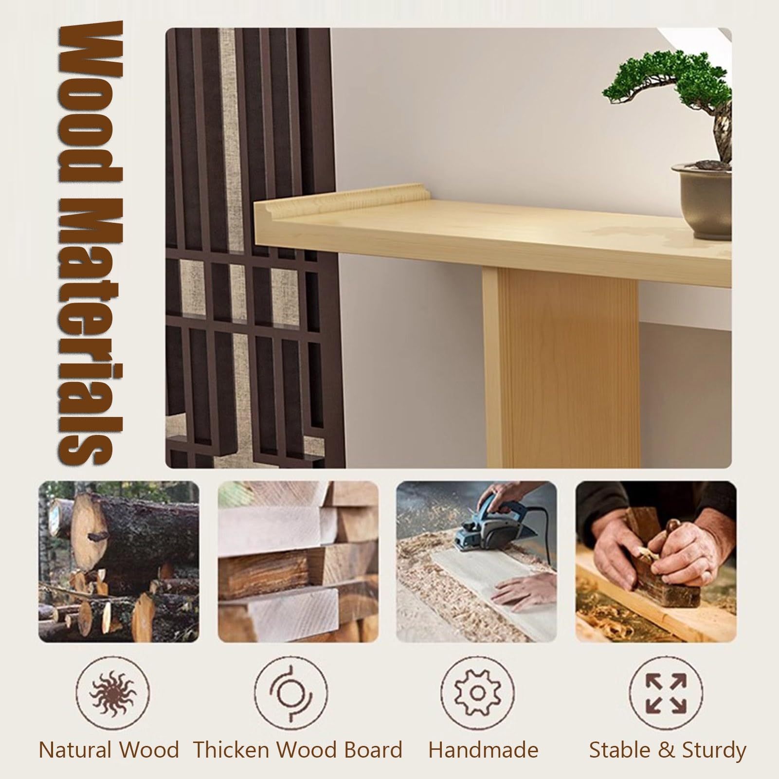 Amazon｜コンソールテーブル 収納オープン棚付き無垢材2段