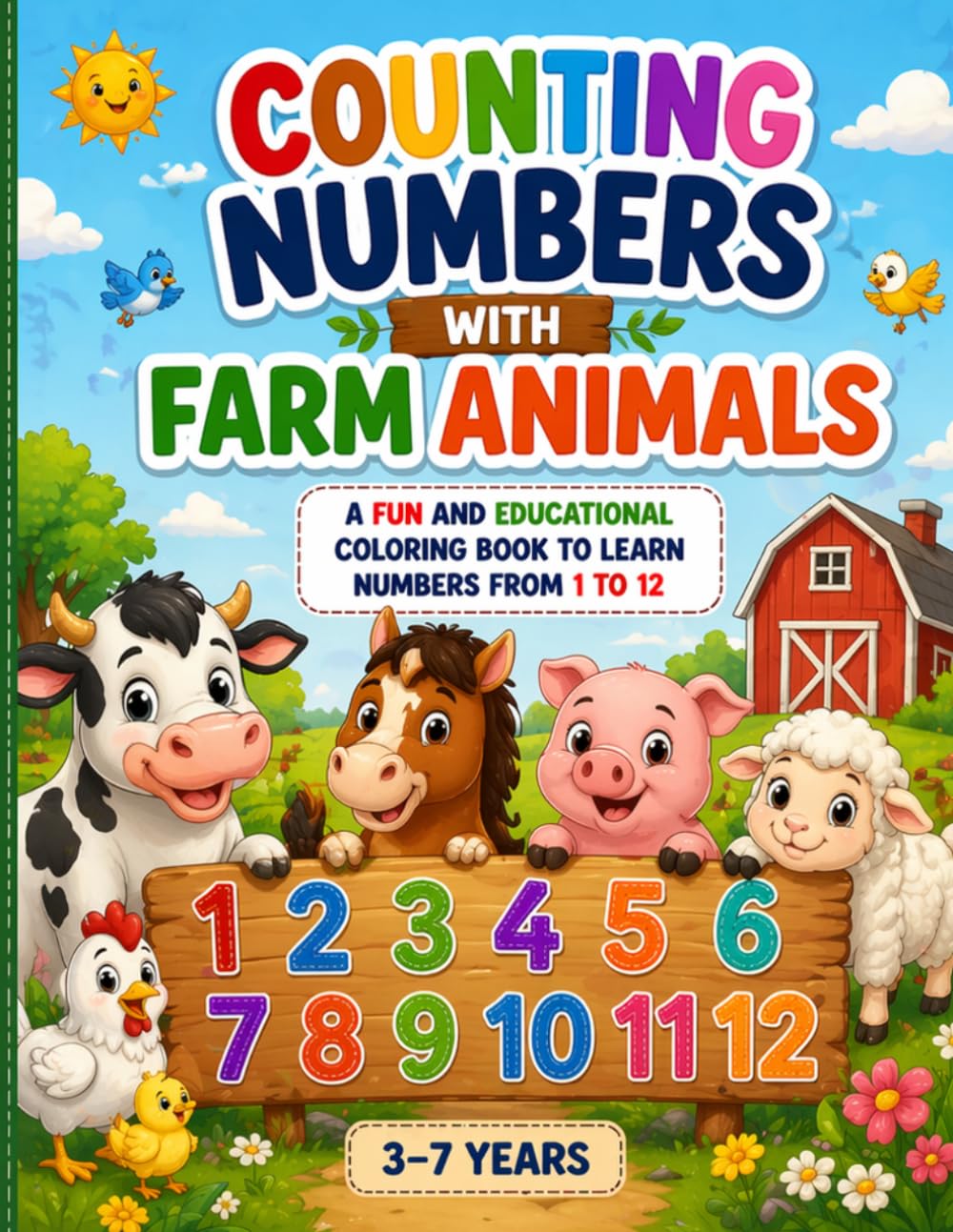 Counting numbers with farm animals: Counting numbers :1 to 12