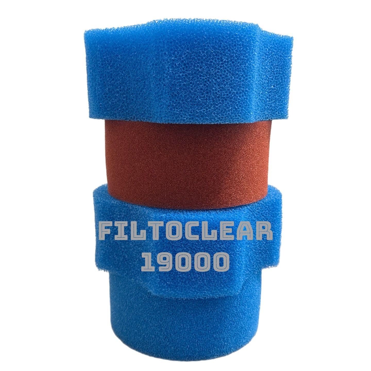 KH zestaw wymiennych gąbek do filtra filtracyjnego Filtoclear 19000, 3 x niebieskie/1 x czerwone, pasuje do filtrów Oasis, kompletny zestaw do uzdatniania wody, gąbka