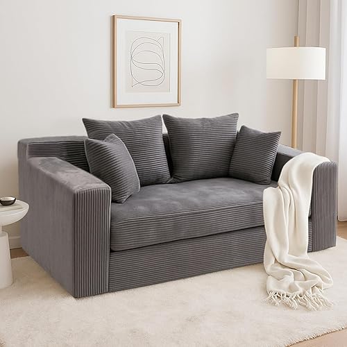 Miniatura 9 de Sofá cama convertible 3 en 1, sofá cama plegable plegable  Sofá cama sin hueso y futón en el suelo, sofá cama extraíble de pana con 4 almohadas para