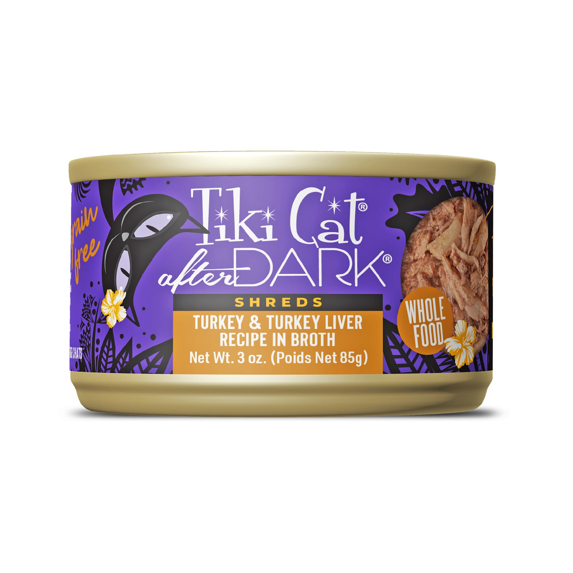 Tiki Cat After Dark Shreds Wet Cat Food, Turkey & Turkey Liver, 3 oz. Can (12 Count)