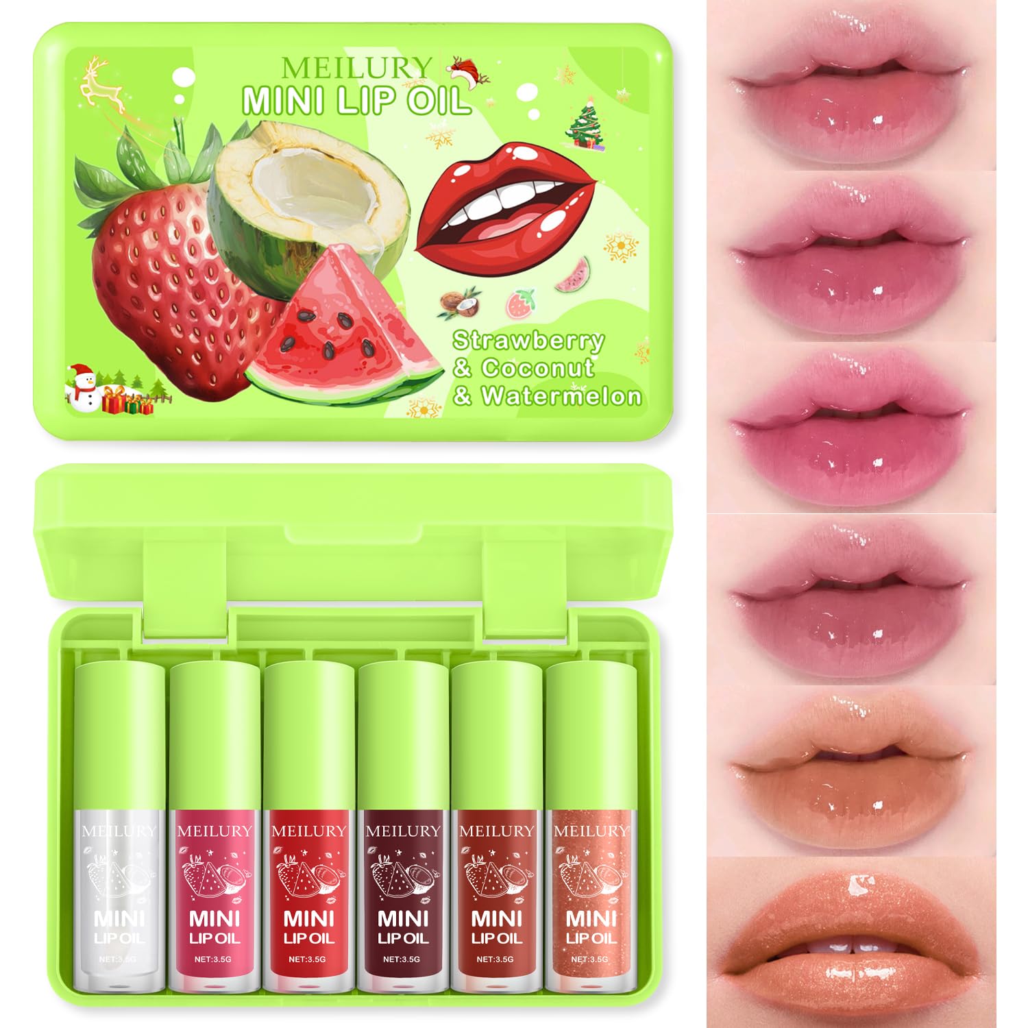 6pcs Lip Gloss Oil Set Mini Hydrating Lip Glow Oil Lip Gloss Lipgloss Lipoil Set for Women Girls