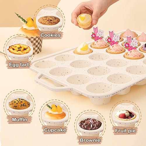 Miniatura 6 de iArtker Molde de silicona regular para magdalenas de 12 tazas para magdalenas y magdalenas, antiadherente para hornear moldes duraderos para