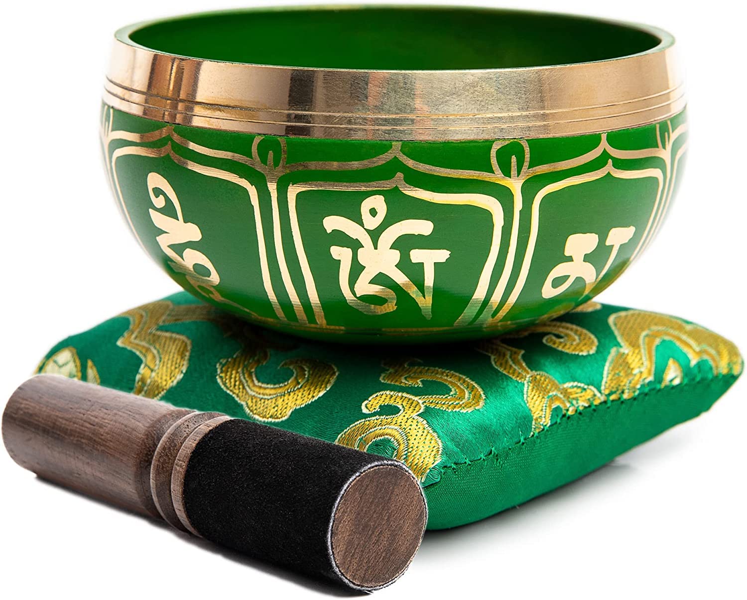 Tibetische Klangschalen-Set – einfach zu spielen für Anfänger – authentische handgefertigte Achtsamkeit, Meditation, ganzheitlicher Klang, 7 Chakra-Heilungsgeschenk von Himalayaar (Smaragd)