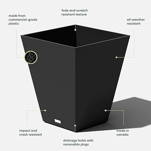 Miniatura 3 de Veradek Pure Series Nobleton Maceta de Plástico - Macetas Grandes para Interiores o Exteriores PorchePatio Uso Duradero para Todo Clima con