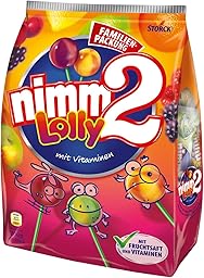 nimm2 Lolly – Fruchtige Lutscher in vier unterschiedlichengeschmackskombinationen zum Naschen für dieganze Familie – (1 x 200g Beutel)