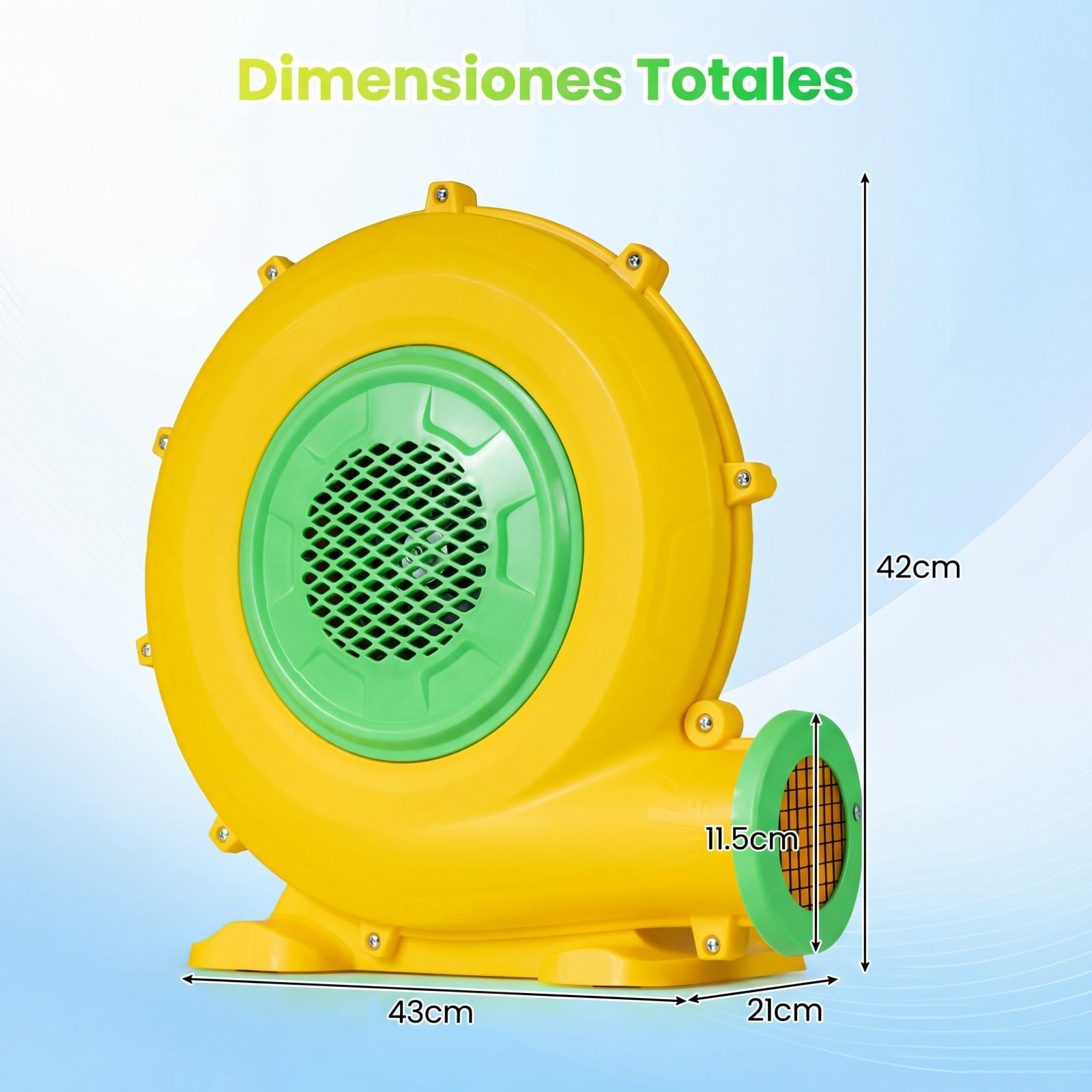 COSTWAY 680W Soplador de Aire para Castillo Hinchable, 220-240V Bomba de Bajo Ruido con 4 Estacas de Tierra y Cable de Alimentación, 2340pa Ventilador Eléctrico Potente para Juguetes Inflables