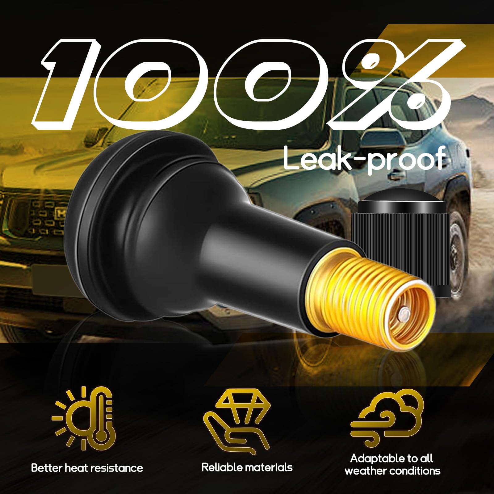100 Stück TR412 Gummi Ventile, Universal Snap-In Gummiventile für Autoreifen, Motorräder (TR412)