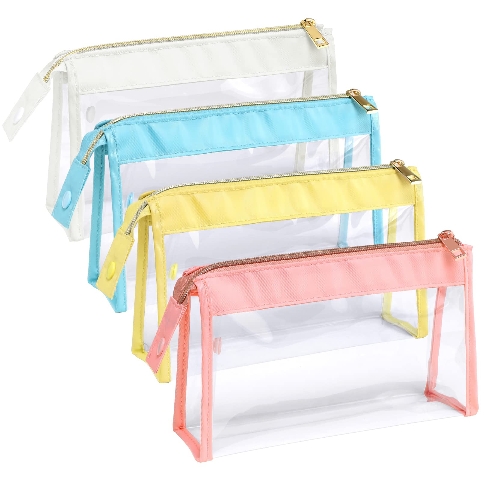 PACKISMClear Makeup Bags, Perfect Size TSA Approved Toiletry Bag for Travel Size Bottles, Sturdy Clear Pouches with Zipper for Home Storage Organizing, Vacation, Travel Essentials (4 Pack)
