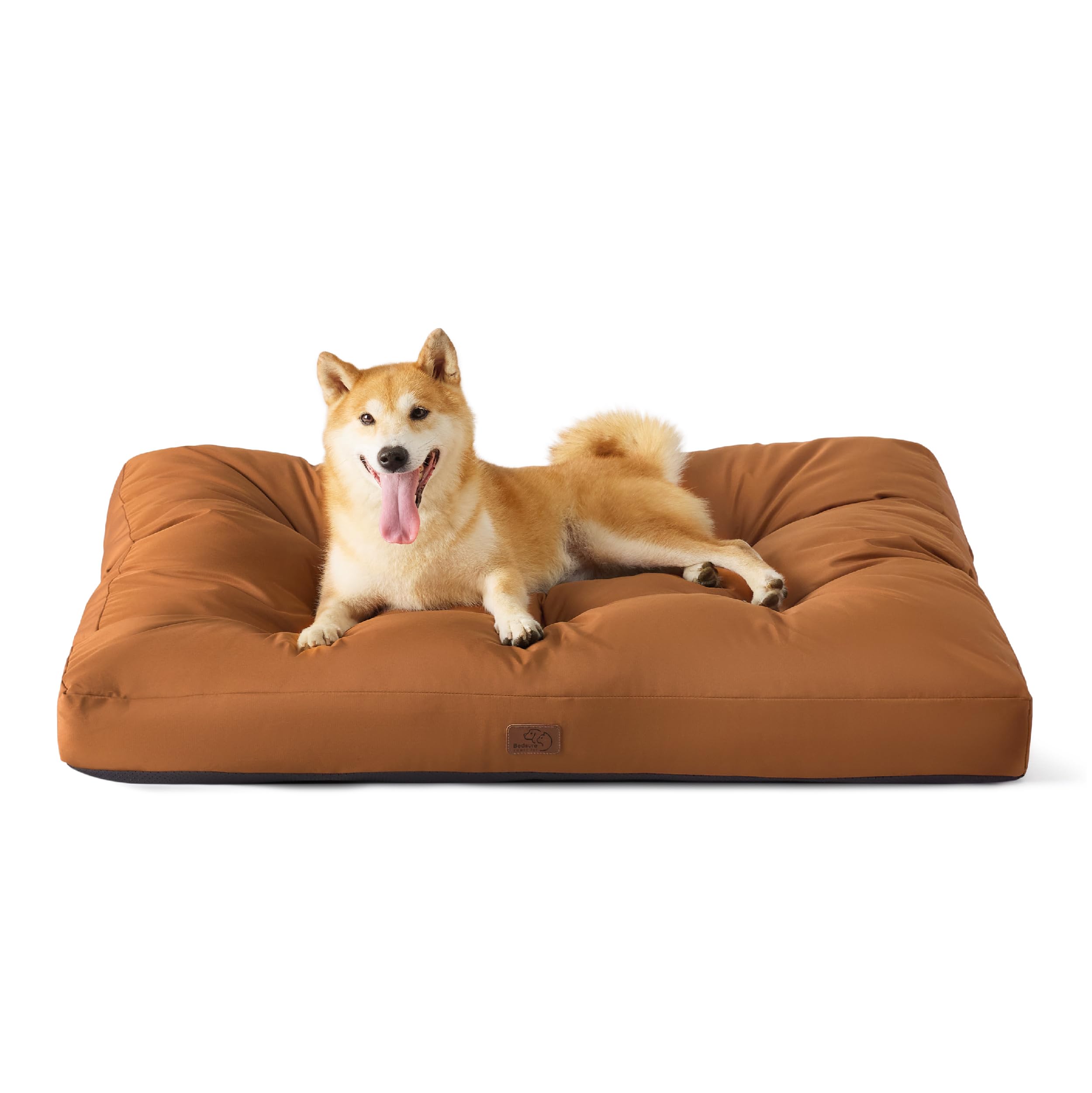 Bedsure Cesto per cani di grandi dimensioni, impermeabile, cuscino per cani in tessuto Oxford, tappeto ideale per cani, L, materasso per letto, cane, lavabile, colore argilla marrone, 91 x 68 x 10 cm