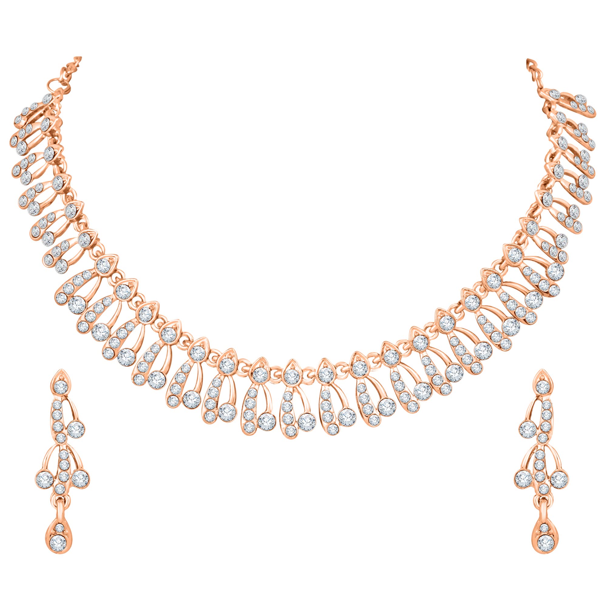 Atasi International Rose Gold Crystal AD Diamond Necklace Jewellery Set with Earrings for Women and Girls Suits Best Party, Wedding and Occasional Wear (RG5525) (B0BBCM7MKG) Amazon Price History, Amazon Price Tracker